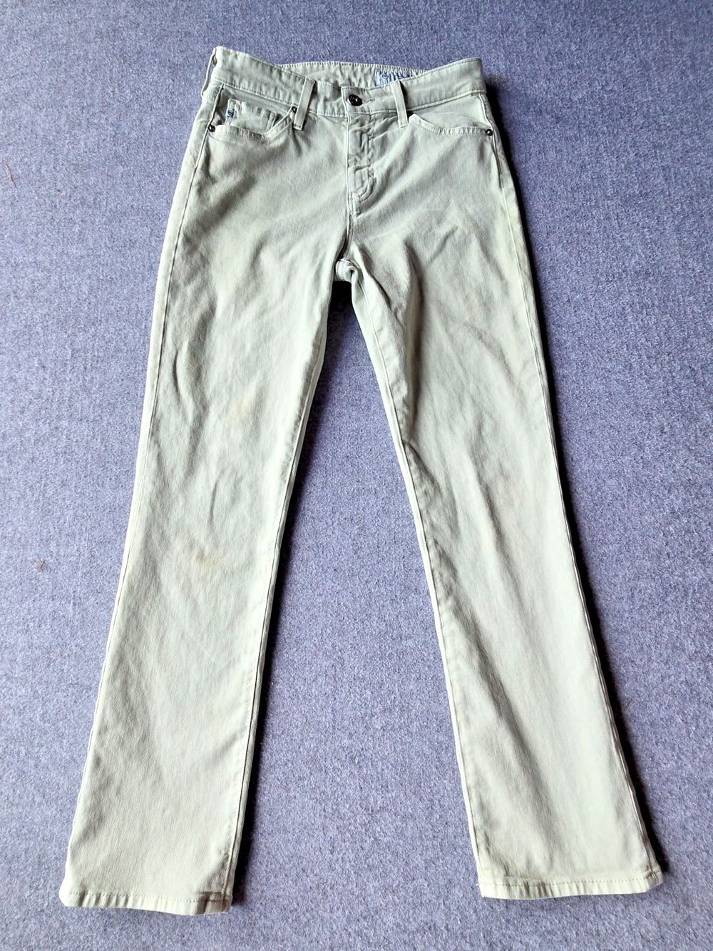 AG Women's Jeans Mari Ankle Crop High Rise Slim Straight 27 Beige (28"x27")